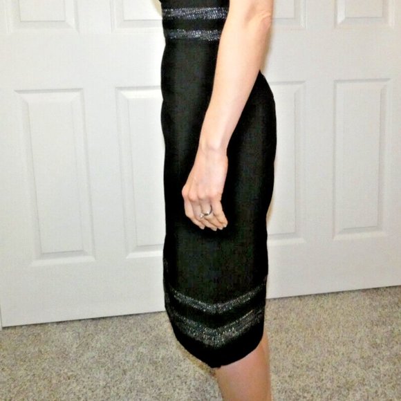 WHBM Dress size 8 Black Glitter Accent Sleeveless Shift Business Office Party - Picture 6 of 11